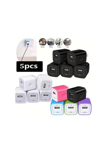 Willowhaven 5 Adet Siyah 5w Usb Duvar Şarj Cihazı Hızlı Şarj Çoklu Port Ev Ofis Siyah