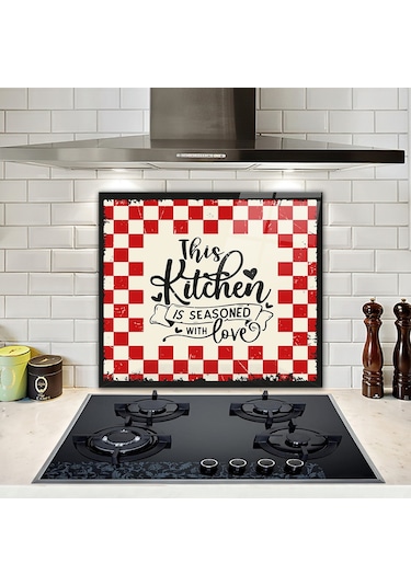 Decorita Cam Ocak Arkası Koruyucu | Kitchen Love | 52cm x 60cm