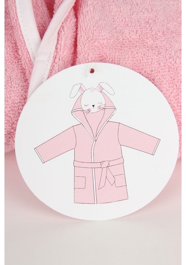 Baveno %100 Pamuklu Kedi Desenli Çocuk Bornozu Pembe
