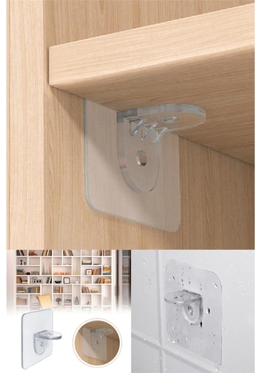 Raf Tutucu Dolap Içi Raf Ayırıcı Raf Destekleyici Yapışkan Pratik Raf Tutucu Portatif Menteşe 4 Adet Diğer