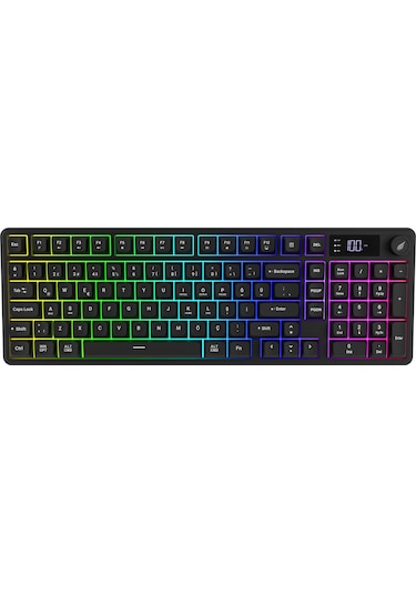 Hk258 Membrane Lcd Rgb Kablosuz/bluetooth Siyah Full Türkçe Gaming Oyuncu Klavye