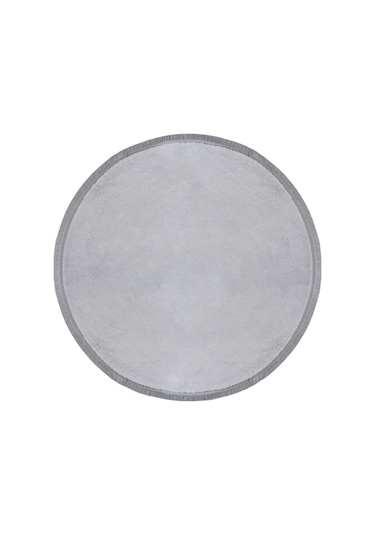 Yuvarlak Comfort Puffy Düz Saçaklı Peluş Halı Gri