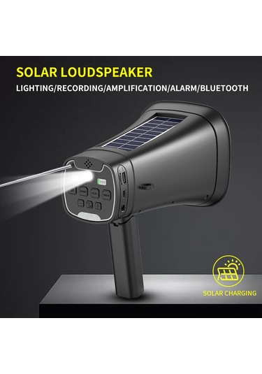 Hfambition Dv-680 Siyah Güneş Enerjili El Tipi Mikrofon: Bluetooth, Ses Kaydı, Led Işık Ve 8w Çıkış Gücüyle Dış Mekan扩音器 10.1"