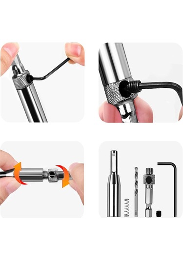 Xurunkeji Menteşe Ucu Seti Ahşap İşleme Kapı Ve Pencere Menteşe Deliği Açıcı Konumlandırma Delme Seti Altıgen Saplı Ucu