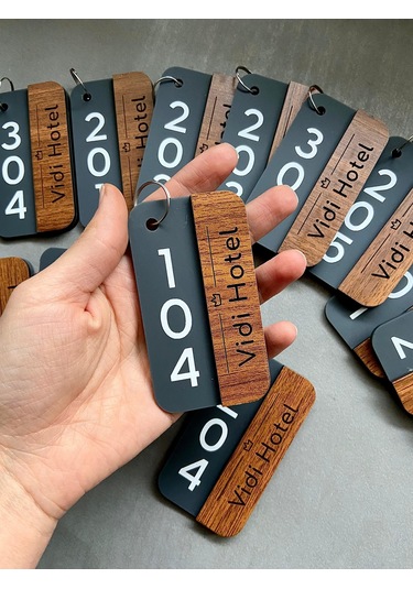 Yönline 2 Adet Anahtarlık, Otel, Pansiyon, Yurt, Butik, Bungalov Otel