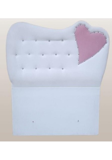 Başlık Dk Tek Kişilik 90'lık Kalplı Model Tay Tüyü Beyaz Kumaş El Yapım