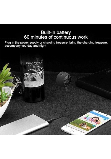 Geeksen A9 Metal Mini Dv: 1080p Wi-fi Ip Spor Kamerası, 150 Görüş Açısı, 60 Dakika Sürekli Kayıt, Siyah