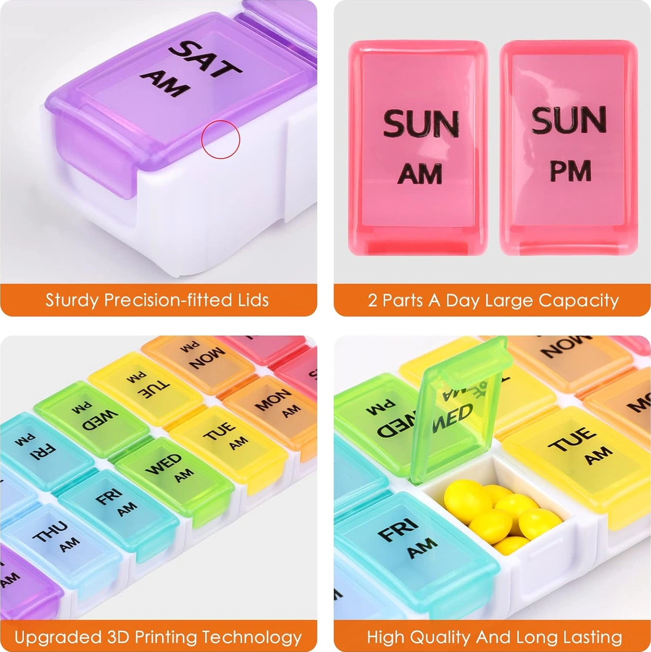 Konesam Haftalık 14 Bölmeli Sağlam Plastik İlaç Kutusu - Su Geçirmez, Parçalanabilir, Gıda Kalitesi Pp Malzeme İle Küçük Ev Aletleri Ve İlaçları Saklamak İçin Beyaz