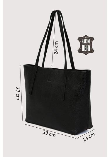 Hakiki Deri Kadın Omuz Çantası Siyah Smr6425 Siyah