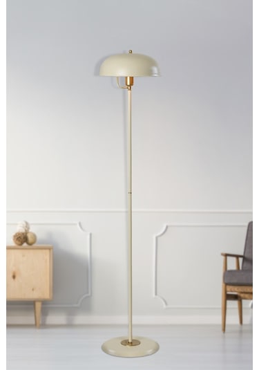 Lambader Krem-sarı Metal Gövde Modern Tasarım Ayarlanabilir Başlık Yerden Aydınlatma Lüx Lambader - Krem