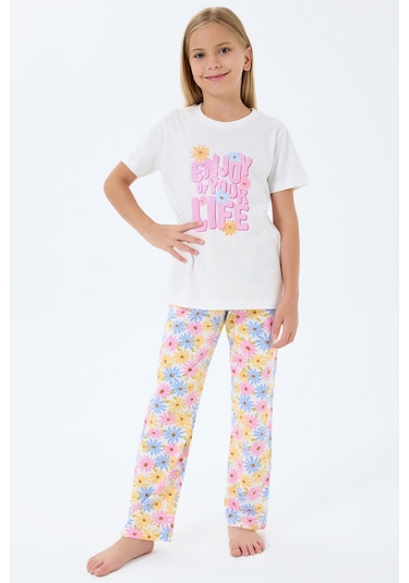Rolypoly Kız Çocuk Beyaz Pijama Takım Beyaz