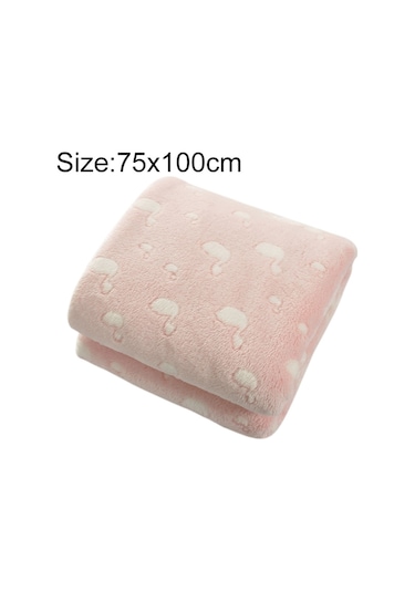 Sones Yaz İnce Mercan Flanel Ofis Uyku Battaniyesi, Boyut: 75x100cm Pembe Kuğu