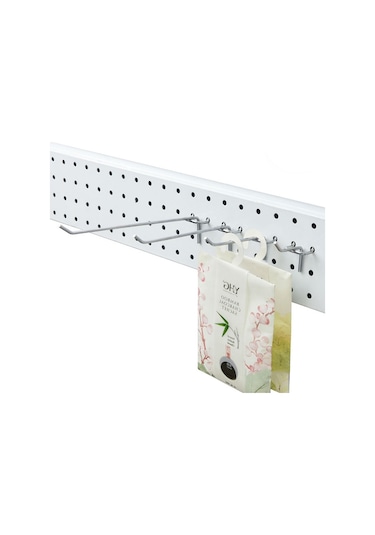 Sones 10 Adet Süpermarket Giyim Mağazası Mandal Panosu Slat Duvar Kancası Raf Delik Plakası, Delik Aralığı: 2,5 Cm, Uzunluk: 5 Cm, Tel Çapı: 3,3 Mm Çok Renkli