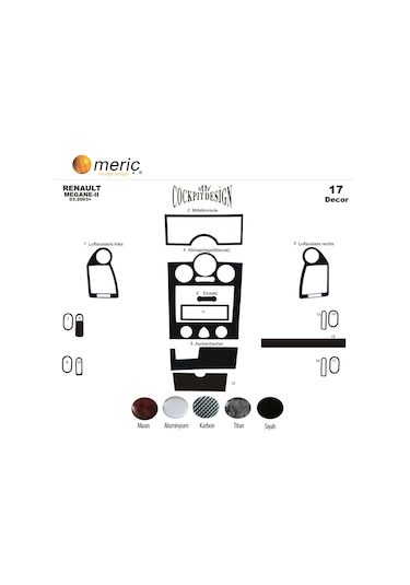 Renault Megane 2 Ön Torpido Kaplama 17 Prç (Analog Klima) 03-09 (530157221)