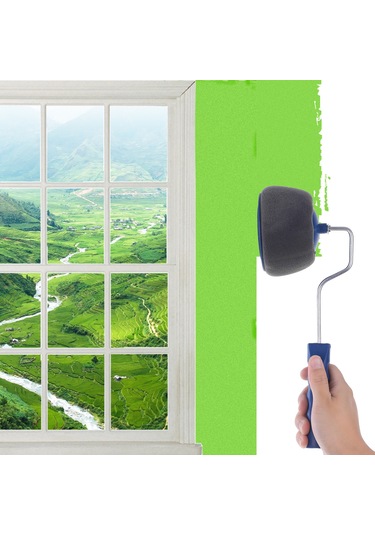 Xindoker 6 Parça Ev Çizim Seti: Rollü Boya Fırçası, Köşe Pad, Kova Ve Aksesuarlar - Mavi-gri