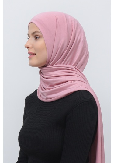 Altobeh Tesettür Kadın Düz Renk Penye Şal Hijab - Pembe