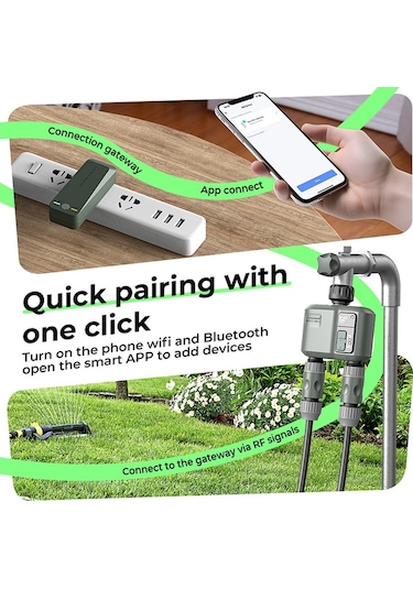 Delt Bluetooth + Wifi Uzaktan Kumandalı Çift Çıkışlı Su Zamanlayıcı -