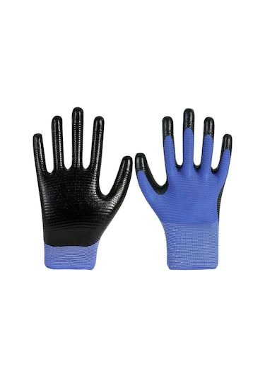 Demir Safety Nitril Eldiven Zebra Mavi No:10 12 Çift