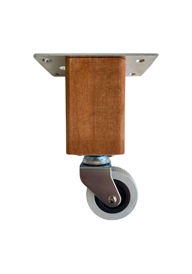 Kale Ahşap 12cm Tekerli Ayak Mobilya Masa Ve Dolap Tekerli Ayağı Frensiz 12cm Ceviz Kayın/gürgen