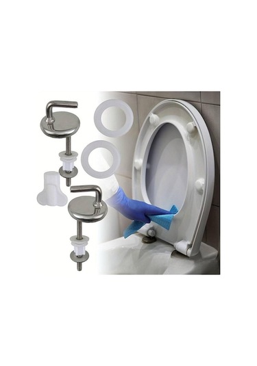 Trendooze Tuvalet Koltuk Kapağı Menteşeli Sağlam Montaj Banyo Gümüş Gümüş