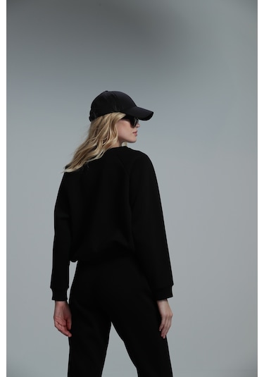 Lufian Uwen Kadın Örme Sweatshırt Siyah 122030001100100 Siyah