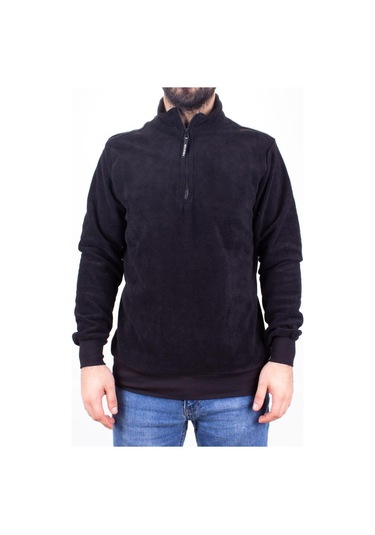 Twister 1903 Siyah Fermuarlı Dik Yaka Erkek Sweatshirt Siyah