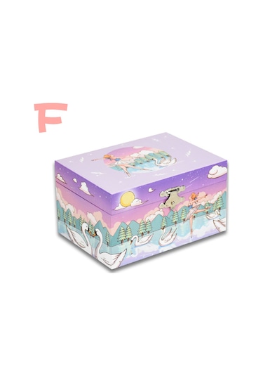 Geekyou Karton Ve Fiber Tahta Müzikli Kutuda Dans Eden Figür, Ayna Ve Kartun Desenli, Küçük Kızlar İçin Hediyelik Muzikli Gümüşlük Kutusu