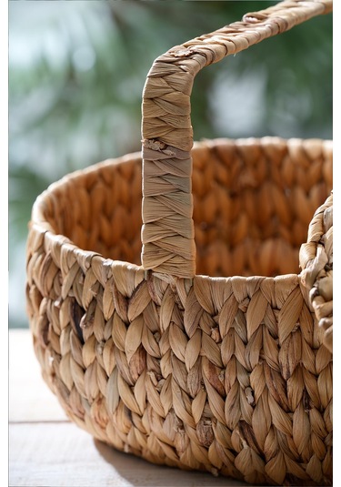Acar Wicker Kapaklı Hasır Piknik Sepeti - 38 Cm Kahverengi