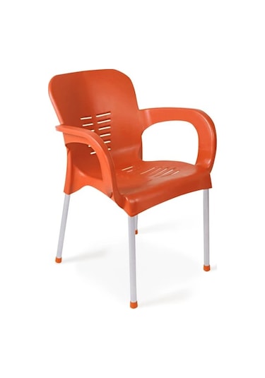 Hesaplimagazam 4 Adet Metal Ayaklı Plastik Sandalye 6 Renk Kollu Koltuk