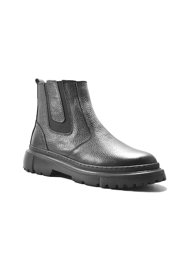 Onlo Ayakkabı K.910 Hakiki Deri Siyah Kürklü Casual Erkek Bot Siyah