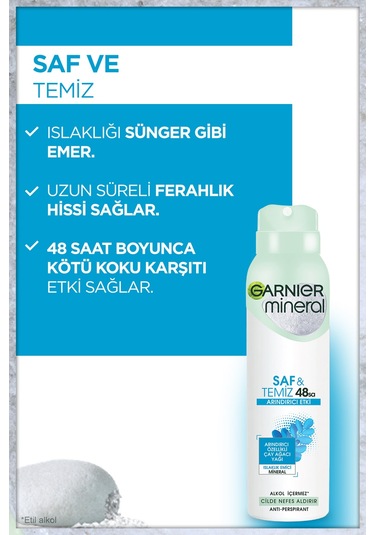 Garnier Mineral Saf&Temiz Antiperspirant Kadın Deodorant 150 ML