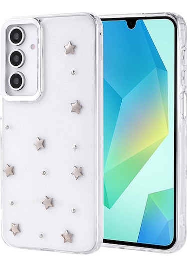 Ariatech Galaxy Uyumlu A16 Kılıf Airbag Tasarımlı Simli Şeffaf Kutup Kapak - Kiraz Kiraz