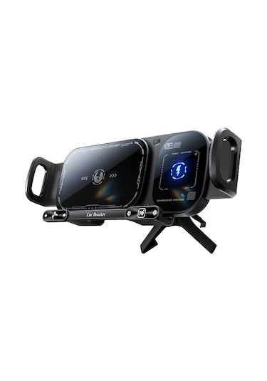 Huawei Samsung Katlanır Ekranlı Araç Telefonu Tutucusuna Uygun Siyah Büyük Ekranlı Cep Telefonu Tutucu Çift Bobinli Kablosuz Hızlı Şarj Tutucu Siyah