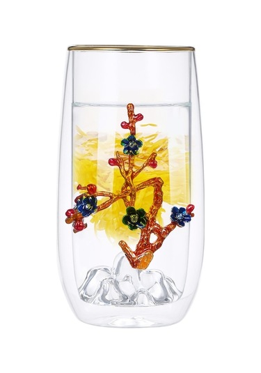 Mountain Desenli Cam Bardak Seti - 330ml Çift Katlı Isı Yalıtımı + Temizleme Bezi, Ev Dekoru Ve Çay/soğuk İçecekler İçin Çok Renkli Çok Renkli