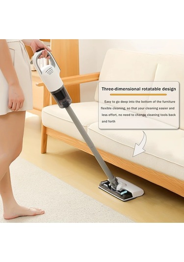 Elmpaly Beyaz Kablosuz Elektrikli Süpürge Ve Süpürge Kombinasyonu 3 Hız Ayarlı Usb Şarj Edilebilir