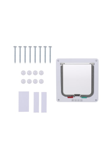 Geeksen Küçük Boy Beyaz Evcil Hayvan Kapısı - Kedi Köpek Giriş Çıkış Kontrolü, Sessiz Ve Güvenli Abs Plastik Tasarım