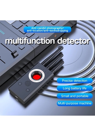 Honeybeeshop Siyah Çok Fonksiyonlu Gizlilik Dedektörü Kızılötesi Algılayıcı Sinyal Probu Bulaşık Bulma Usb Şarjlı Taşınabilir Güvenlik Tarama Cihazı