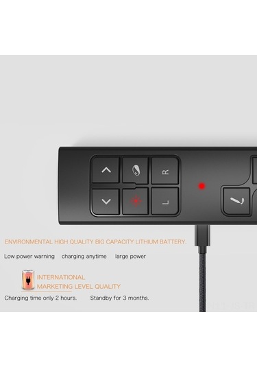 Fastbuy Kablosuz Ppt Kontrol Cihazı - Black, Usb Şarjlı Sayfa Geçirici, Kırmızı Işık İşaretçi, Ses Kontrol & Ekran Yönetimi