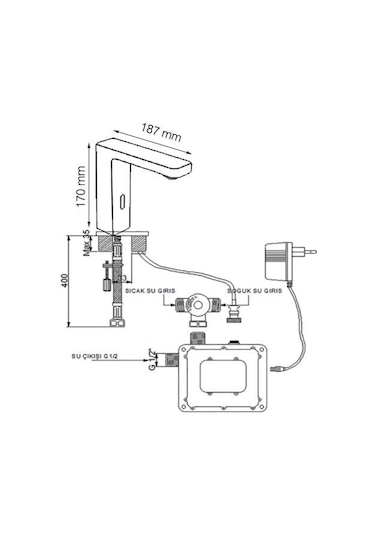 Fause Kfb102-2 Çift Su Girişli Fotoselli Lavabo Bataryası