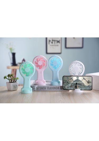 Usb Şarj Edilebilir Cep Telefonu Tutucu Klima Fan Pembe