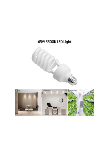 D10118-220v Andoer Spiral Floresan Ampul 45w 5500k Gün Işığı E27 Beyaz