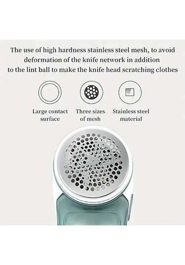 Chuangyinshop Beyaz 1 Adet Usb Şarjlı Kumaş Tıraş Makinesi - 12000 Rpm Hızlı Pelüş Temizleyici Yünlü Kıyafetler Battaniyeler İçin Beyaz