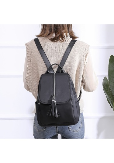 Mufunye Kadınlar İçin Sırt Çantası Yeni Kore Tarzı Moda Oxford Kumaş Seyahat Sırt Çantası Püsküllü Kontrast Renk Büyük Kapasiteli Kadın Çantası Siyah Çok Renkli