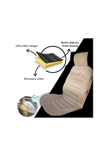 Opel Adam İle Uyumlu Lüks Oto Koltuk Minderi Ortopedik 2 Li Set Bej 1 Set
