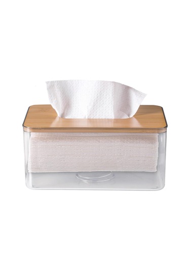 Yunboo Şeffaf Akrilik Havlu Kutusu Tutucu - Modern Mutfak/banyo Organizer - Dayanıklı Dikdörtgen Dispenser Şeffaf