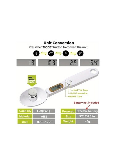 Cordial 500g/0.1g Dijital Mutfak Kaşığı Tartısı Lcd Ekran Siyah 1 Adet Siyah-