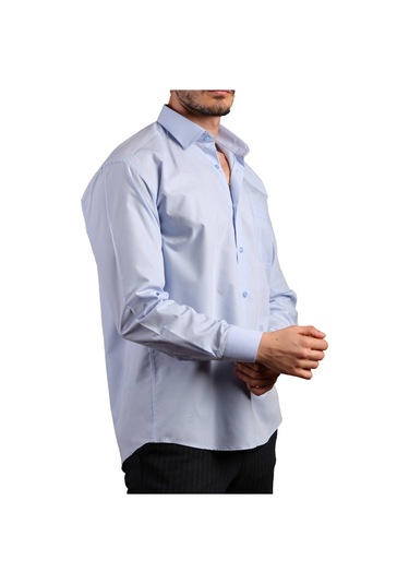Mavi Büyük Beden Rahat Kesim Cepli Uzun Kol Regular Fit Erkek Gömlek - 150-5 001