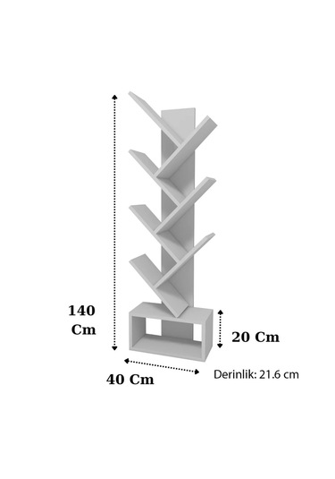 Reyo Home Enda Erine 8 Raflı Zikzak Kitaplık Beyaz