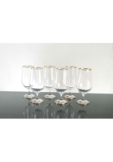 Plt Design Lav Kristal Gerçek Yaldızlı 6 Kokteyl-meşrubat Bardağı-su Bardağı Gst173f