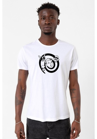 Fallout Wild Wasteland Beyaz Erkek Bisikletyaka Tshirt Çok Renkli